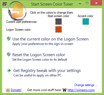 Start Screen Color Tuner for Windows 8.1