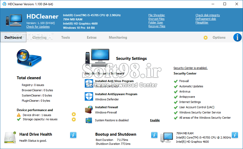 HDCleaner 1.252 + Portable Clean And Optimize Hard Disk Space