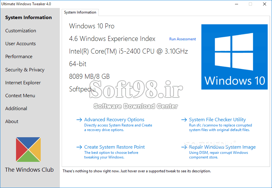 Ultimate Windows Tweaker 4.6 Advanced Windows Settings